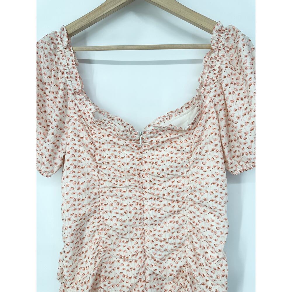 ASTR The Label Cinched Sweetheart Mini Dress Floral Ruffle Short Puff Sleeve - Picture 8 of 12